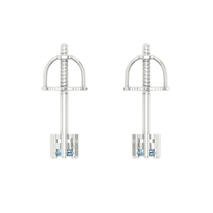 0.42cttw Aquamarine Gold-Plated 925 Silver Screw Back Stud Earrings