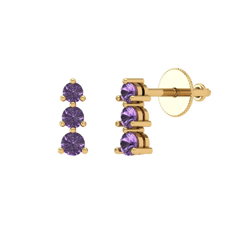0.42cttw Alexandrite Gold-Plated 925 Silver Screw Back Stud Earrings