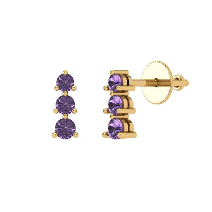 0.42cttw Alexandrite Gold-Plated 925 Silver Screw Back Stud Earrings