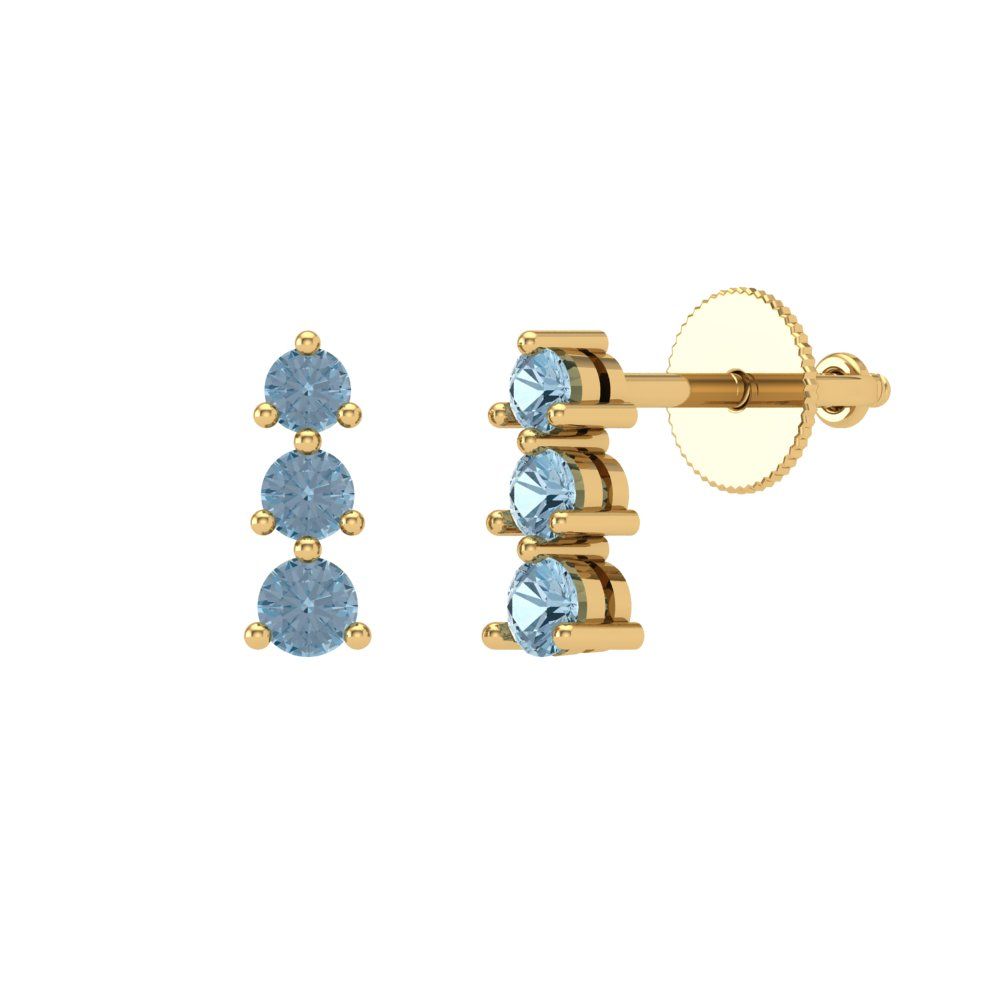 0.42cttw Aquamarine Gold-Plated 925 Silver Screw Back Stud Earrings