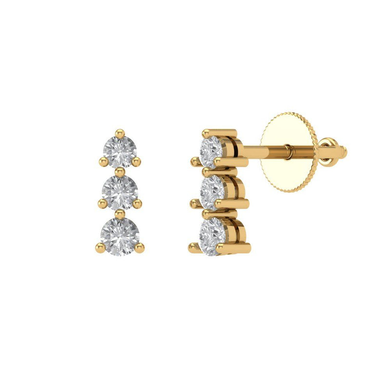 0.52 ct Brilliant Round Cut Studs Natural Diamond Stone Clarity SI1-2 Color G-H Yellow Gold Earrings Screw back