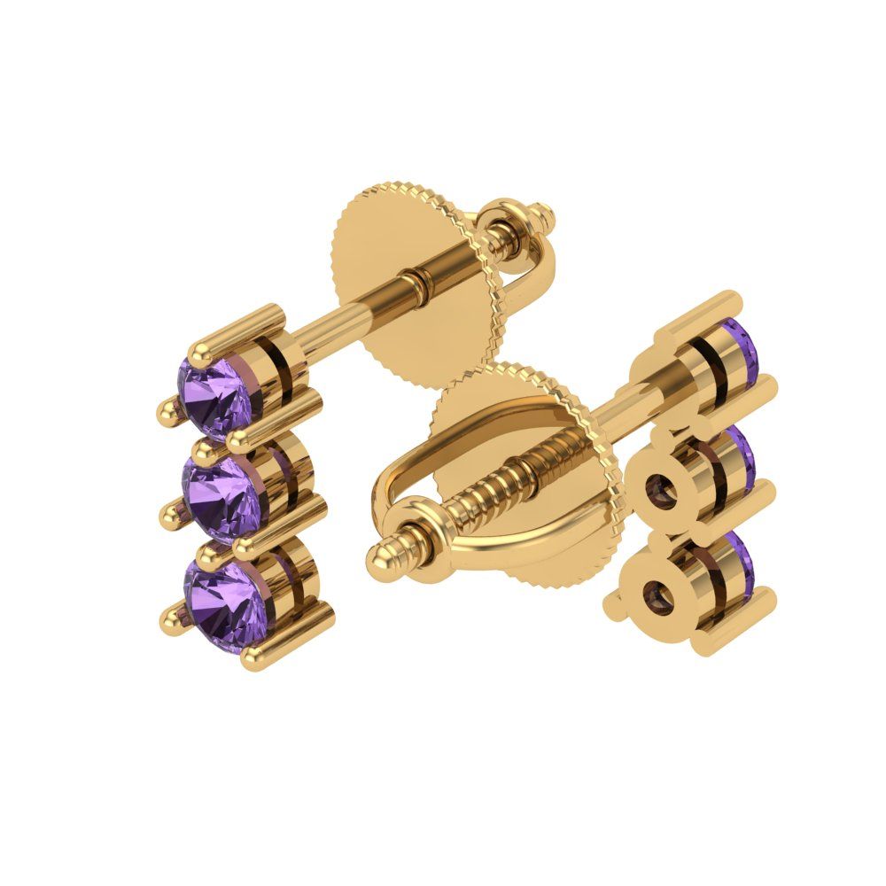 0.42cttw Alexandrite Gold-Plated 925 Silver Screw Back Stud Earrings