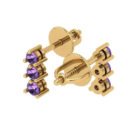 0.42cttw Alexandrite Gold-Plated 925 Silver Screw Back Stud Earrings