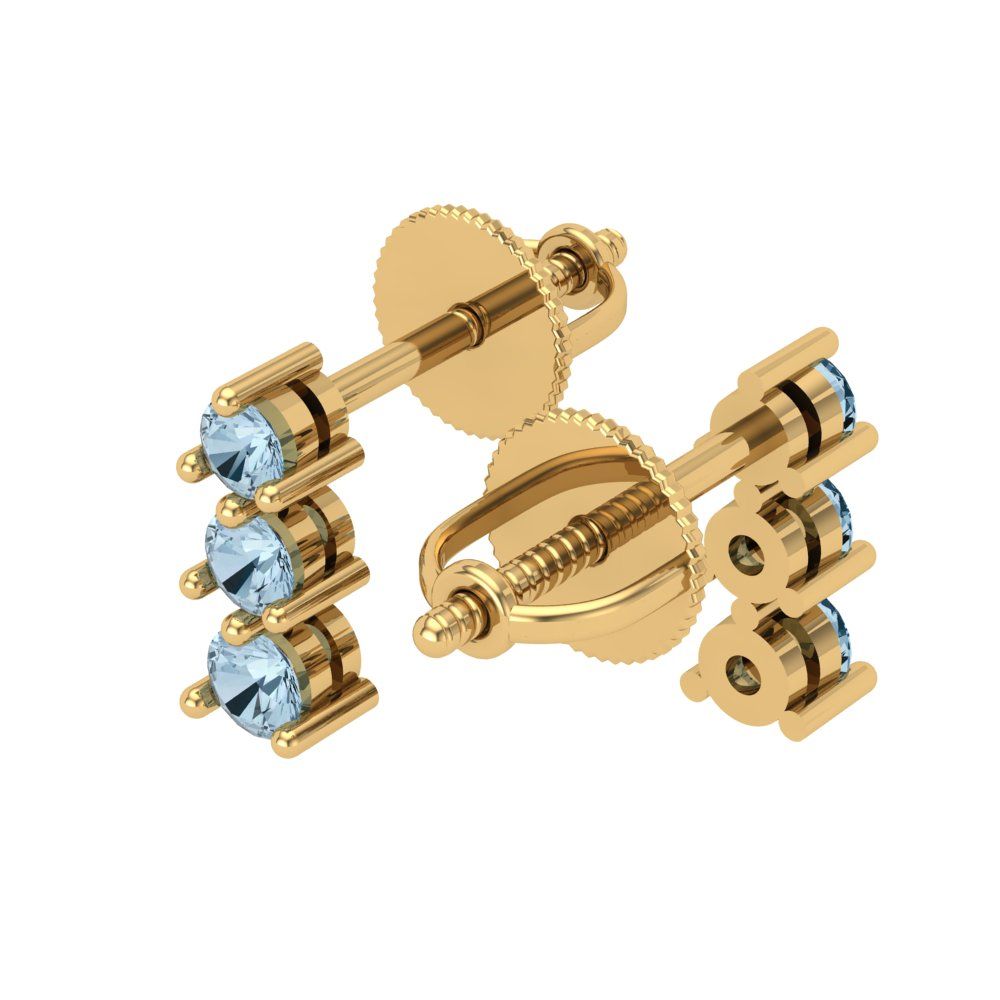 0.42cttw Aquamarine Gold-Plated 925 Silver Screw Back Stud Earrings
