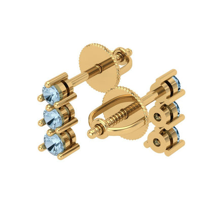 0.42cttw Aquamarine Gold-Plated 925 Silver Screw Back Stud Earrings