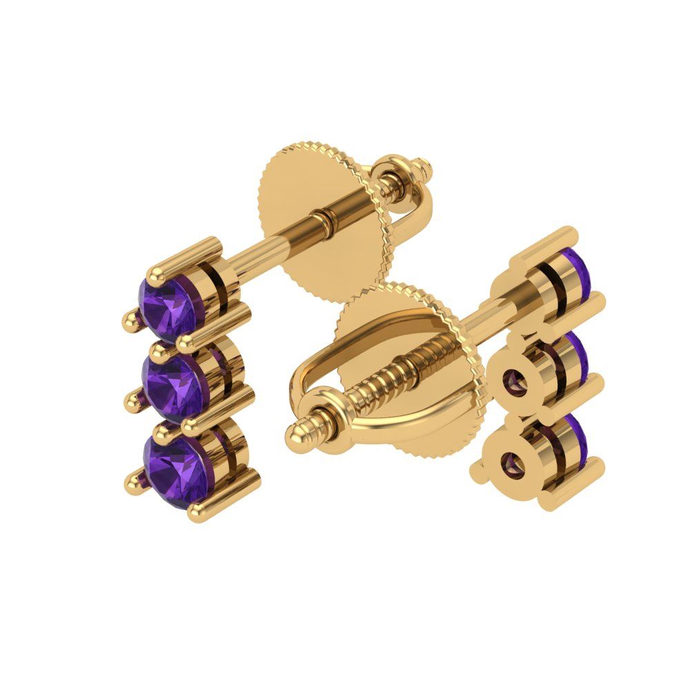 0.42cttw Amethyst Gold-Plated 925 Silver Screw Back Stud Earrings