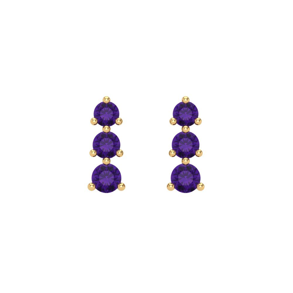 0.42cttw Amethyst Gold-Plated 925 Silver Screw Back Stud Earrings