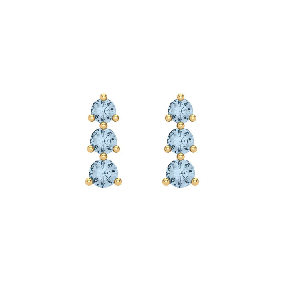 0.42cttw Aquamarine Gold-Plated 925 Silver Screw Back Stud Earrings