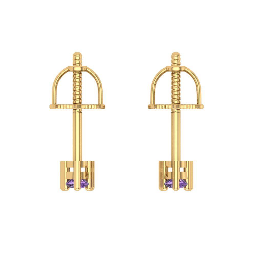0.42cttw Alexandrite Gold-Plated 925 Silver Screw Back Stud Earrings