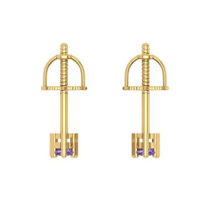 0.42cttw Alexandrite Gold-Plated 925 Silver Screw Back Stud Earrings