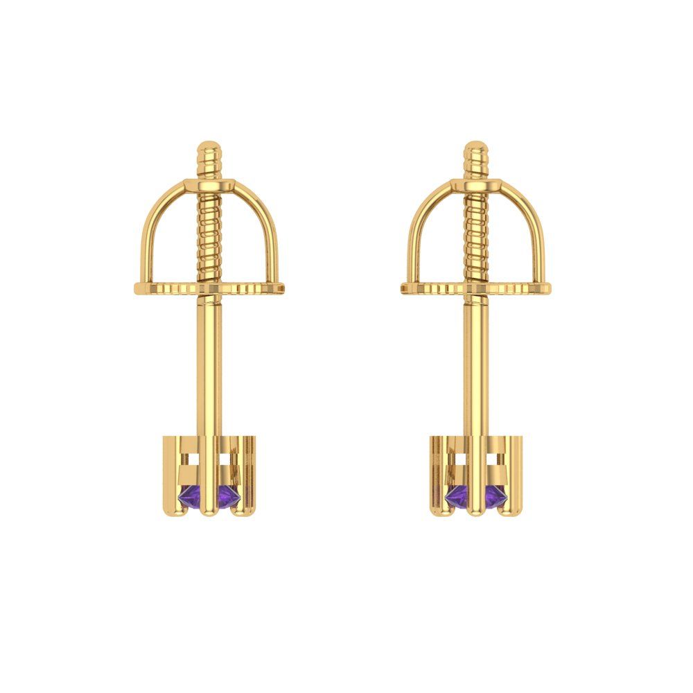 0.42cttw Amethyst Gold-Plated 925 Silver Screw Back Stud Earrings