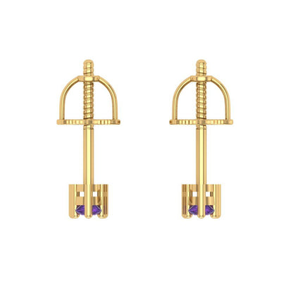 0.42cttw Amethyst Gold-Plated 925 Silver Screw Back Stud Earrings