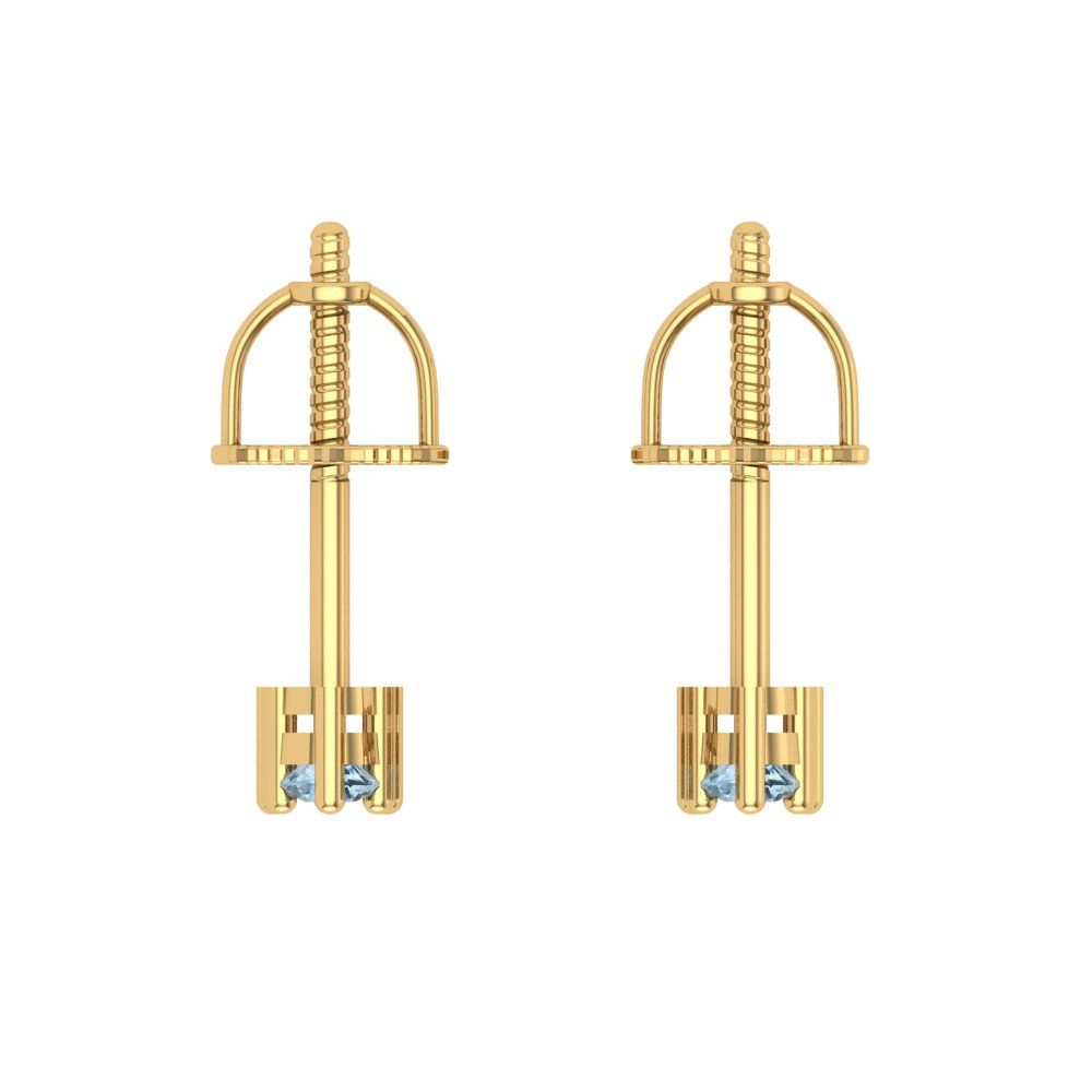 0.42cttw Aquamarine Gold-Plated 925 Silver Screw Back Stud Earrings