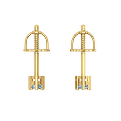 0.42cttw Aquamarine Gold-Plated 925 Silver Screw Back Stud Earrings