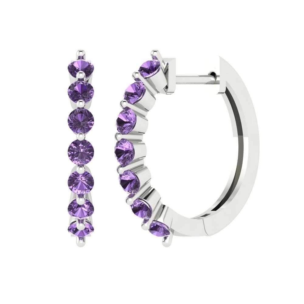 0.84cttw Alexandrite Gold-Plated 925 Silver Lever Back Hoop Earrings