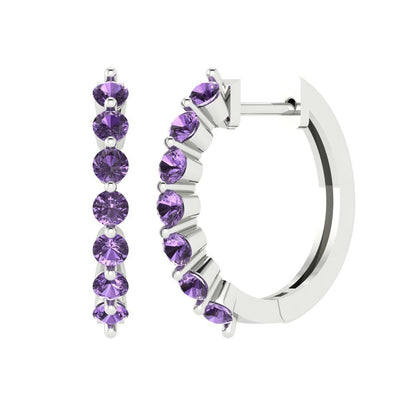 0.84cttw Alexandrite Gold-Plated 925 Silver Lever Back Hoop Earrings