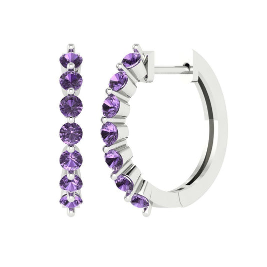 0.84cttw Alexandrite Gold-Plated 925 Silver Lever Back Hoop Earrings