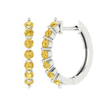 0.7 ct Brilliant Round Cut Hoop Yellow Simulated Diamond Stone White Gold Earrings Lever Back