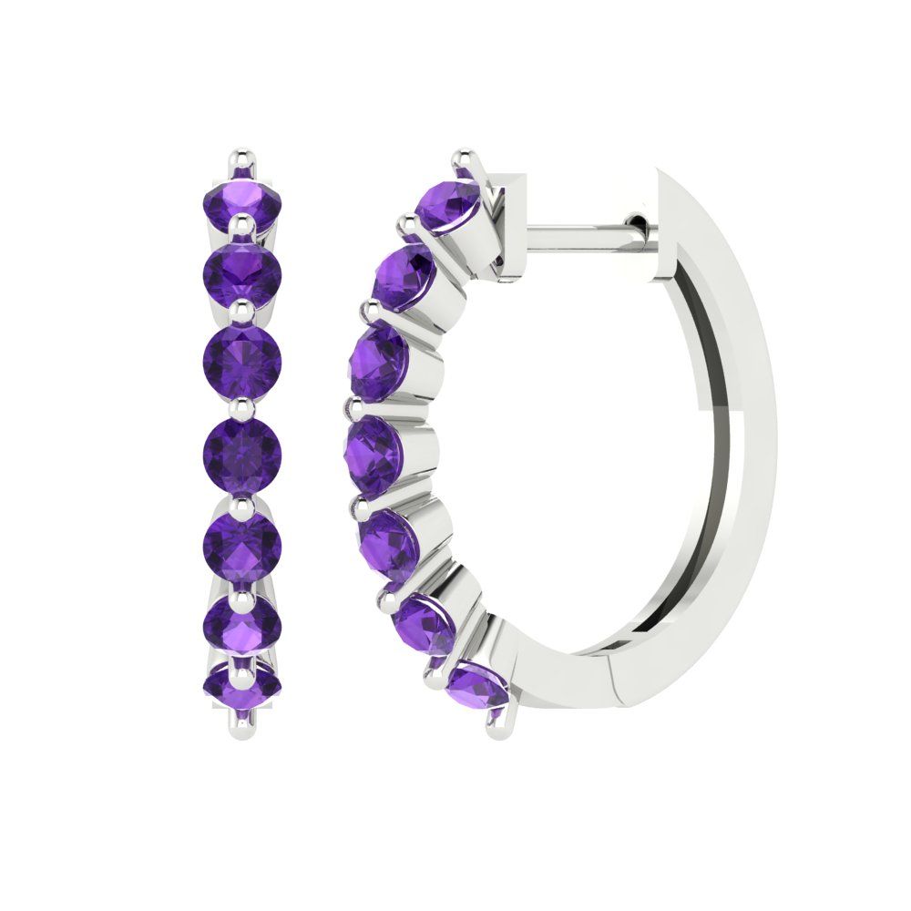 0.84cttw Amethyst Gold-Plated 925 Silver Lever Back Hoop Earrings