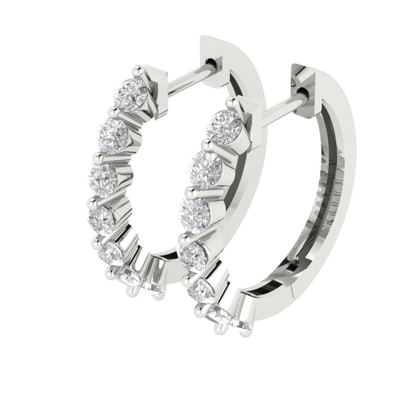 0.7 ct Brilliant Round Cut Hoop Natural Diamond Stone Clarity VS1-2 Color G-H White Gold Earrings Lever Back