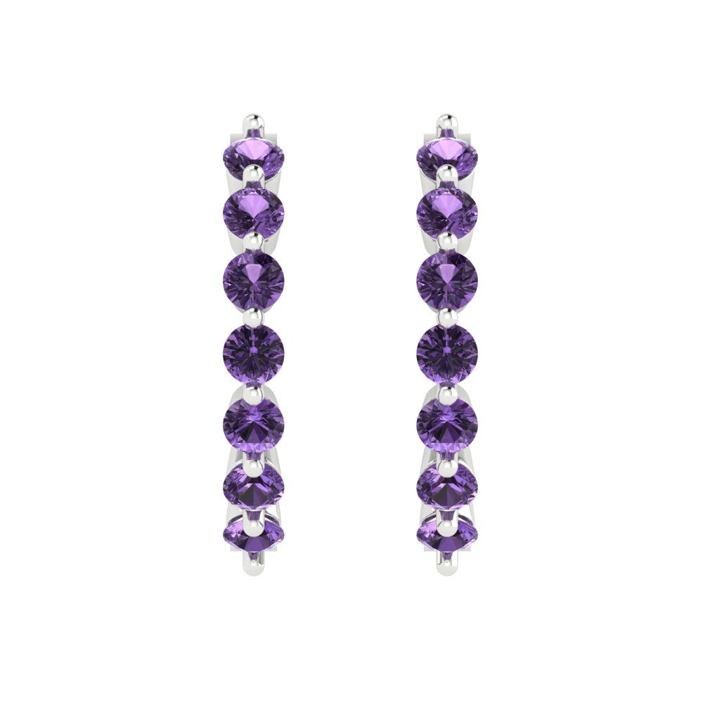 0.84cttw Alexandrite Gold-Plated 925 Silver Lever Back Hoop Earrings