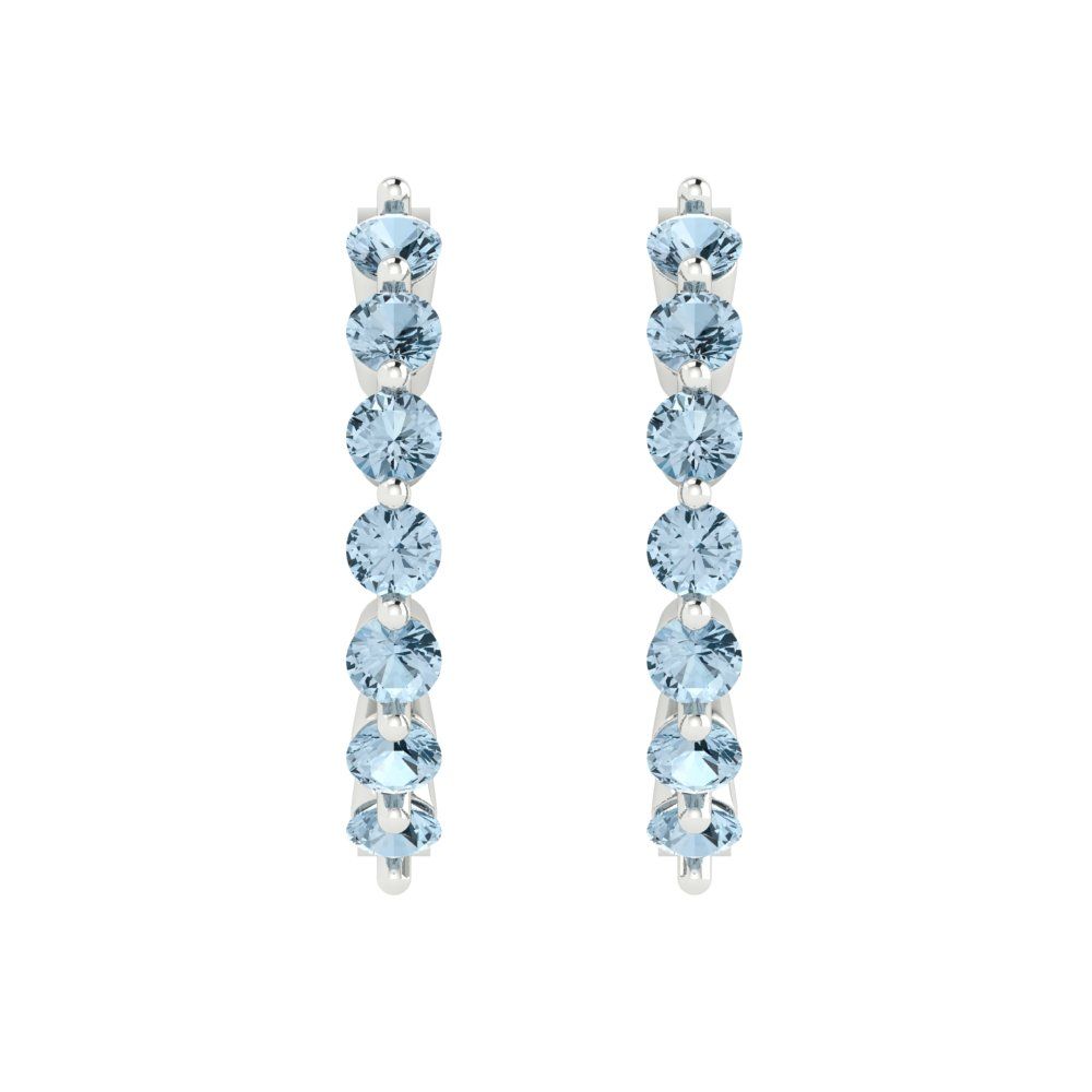 0.84cttw Aquamarine Gold-Plated 925 Silver Lever Back Hoop Earrings