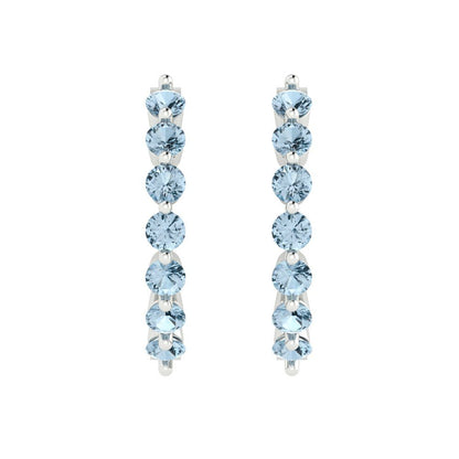 0.84cttw Aquamarine Gold-Plated 925 Silver Lever Back Hoop Earrings
