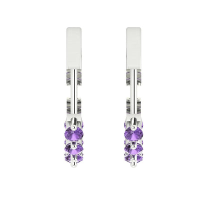 0.84cttw Alexandrite Gold-Plated 925 Silver Lever Back Hoop Earrings