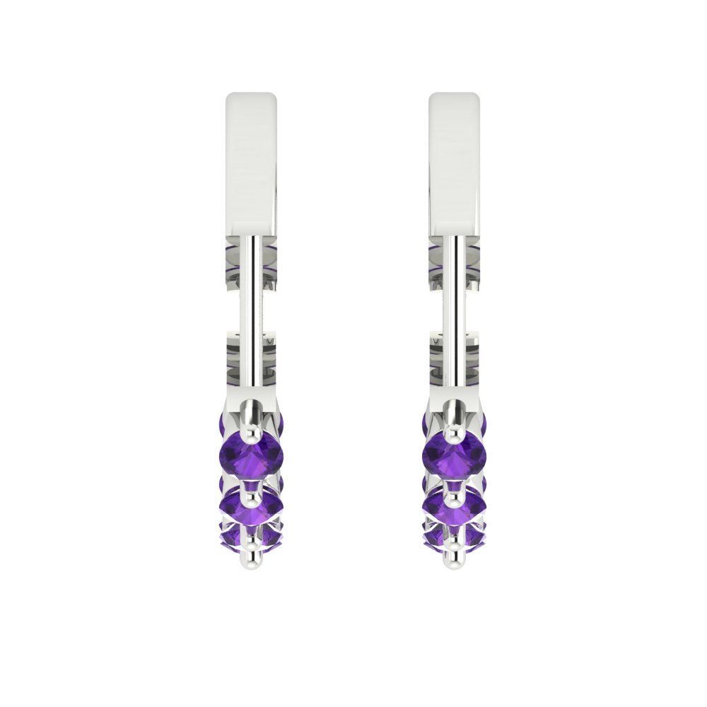 0.84cttw Amethyst Gold-Plated 925 Silver Lever Back Hoop Earrings