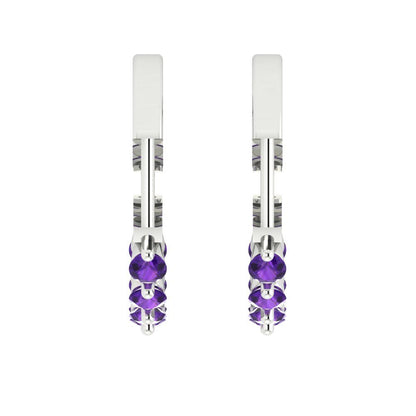 0.84cttw Amethyst Gold-Plated 925 Silver Lever Back Hoop Earrings