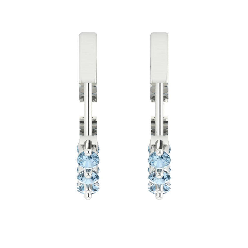 0.84cttw Aquamarine Gold-Plated 925 Silver Lever Back Hoop Earrings