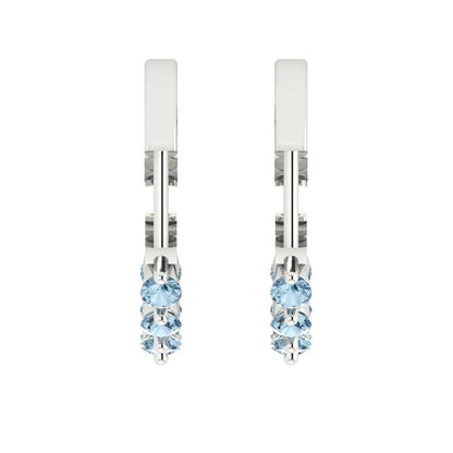 0.84cttw Aquamarine Gold-Plated 925 Silver Lever Back Hoop Earrings