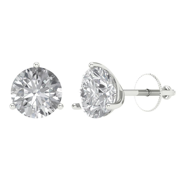 4 ct Brilliant Round Cut Solitaire Studs Moissanite Stone White Gold Earrings Screw back