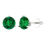 4 ct Brilliant Round Cut Solitaire Studs Simulated Emerald Stone White Gold Earrings Screw back