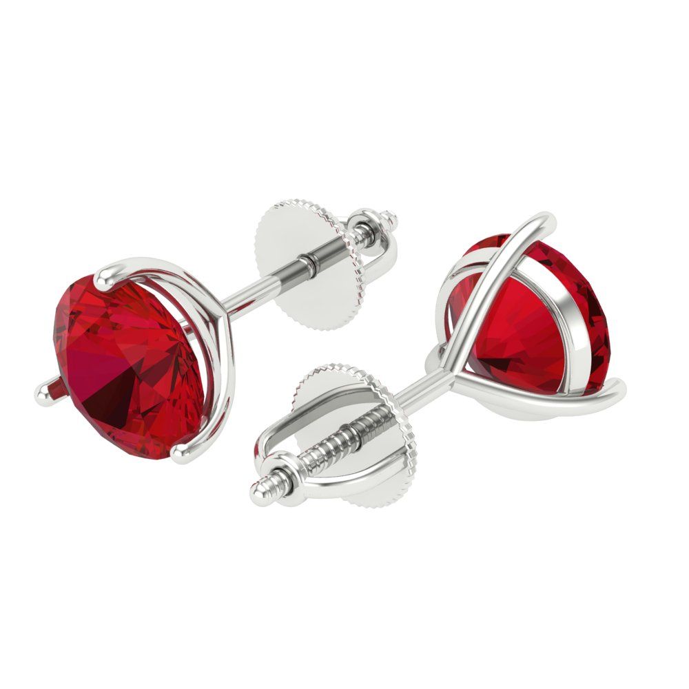 4 ctw Pink Tourmaline Studs Earrings | 8.0mm Round Cut White Gold Screw back | April Birthstone