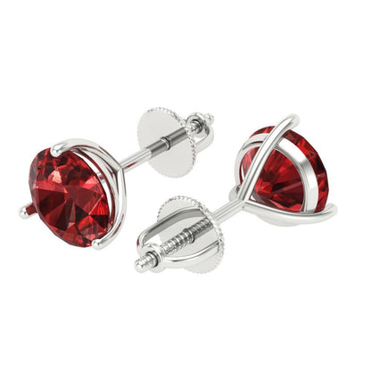4 ctw Garnet Studs Earrings | 8.0mm Round Cut White Gold Screw back | January Birthstone