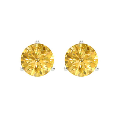 4 ctw Citrine Studs Earrings | 8.0mm Round Cut White Gold Screw back | November Birthstone