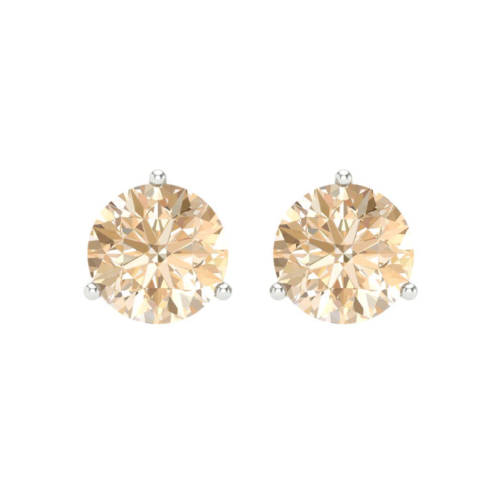 4 ctw Morganite Studs Earrings | 8.0mm Round Cut White Gold Screw back | February Birthstone