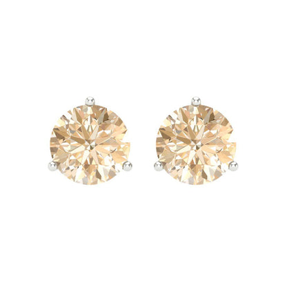 4 ctw Morganite Studs Earrings | 8.0mm Round Cut White Gold Screw back | February Birthstone