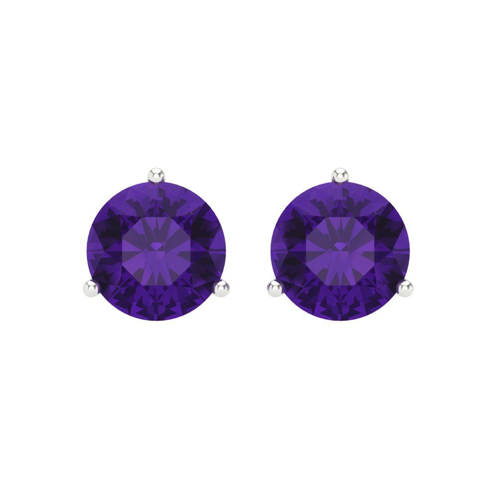 4cttw Amethyst Gold-Plated 925 Silver Screw Back Stud Earrings