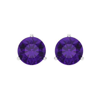 4cttw Amethyst Gold-Plated 925 Silver Screw Back Stud Earrings