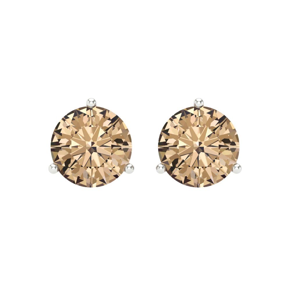 4 ctw Yellow Moissanite Studs Earrings | 8.0mm Round Cut White Gold Screw back | April Birthstone