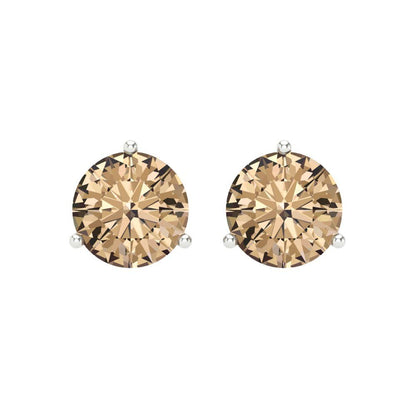 4 ctw Yellow Moissanite Studs Earrings | 8.0mm Round Cut White Gold Screw back | April Birthstone
