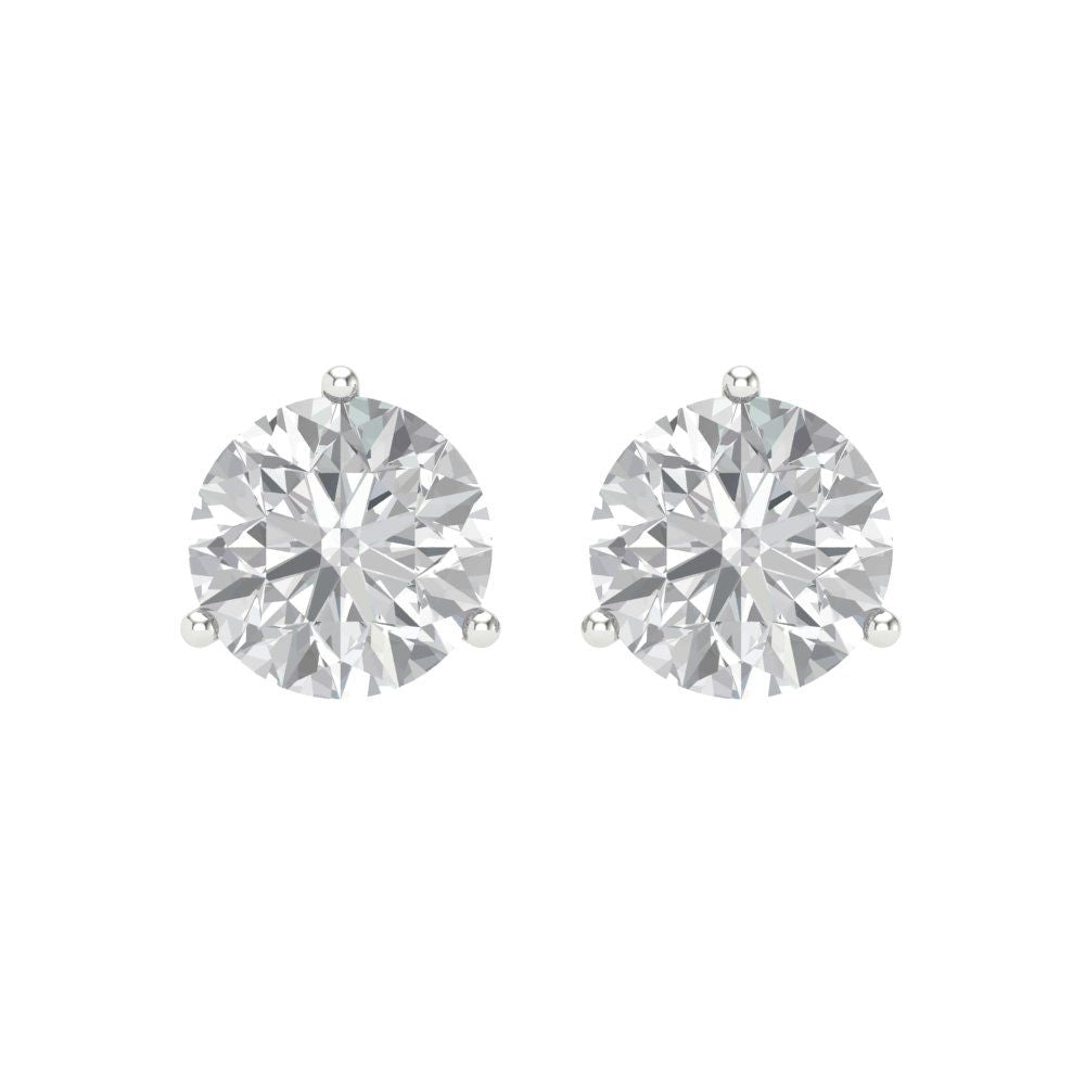 4 ctw Moissanite Studs Earrings | 8.0mm Round Cut White Gold Screw back | April Birthstone