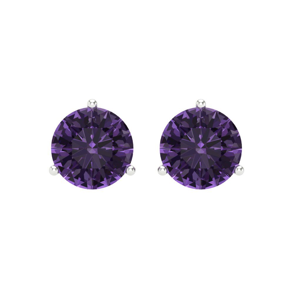 4cttw Alexandrite Gold-Plated 925 Silver Screw Back Stud Earrings