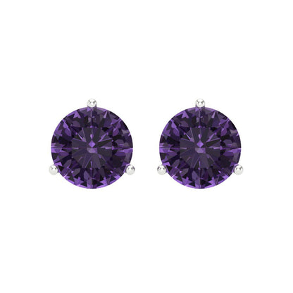 4cttw Alexandrite Gold-Plated 925 Silver Screw Back Stud Earrings