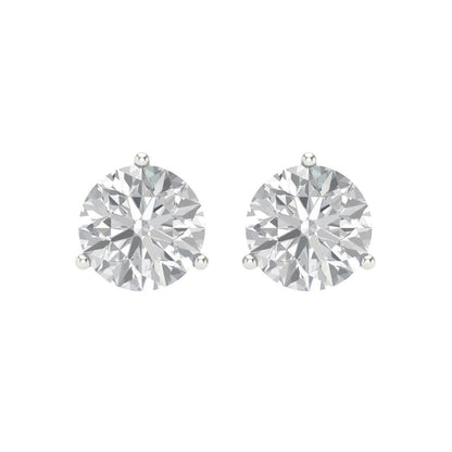 4 ctw Zirconia Diamond Studs Earrings | 8.0mm Round Cut White Gold Screw back | April Birthstone