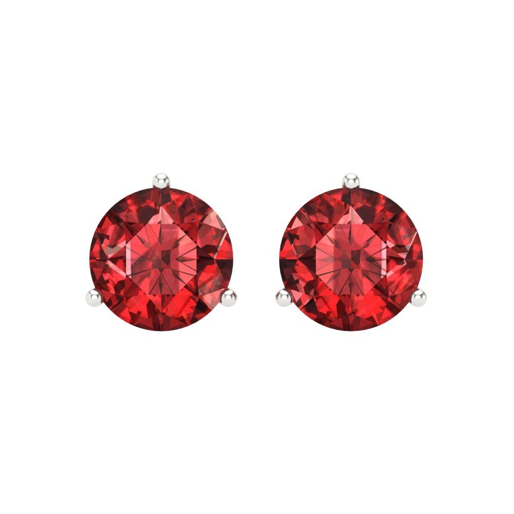 4 ctw Garnet Studs Earrings | 8.0mm Round Cut White Gold Screw back | January Birthstone