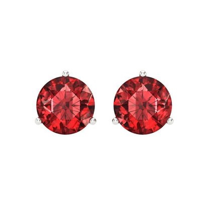 4 ctw Garnet Studs Earrings | 8.0mm Round Cut White Gold Screw back | January Birthstone