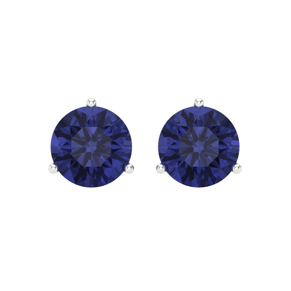4 ctw Tanzanite Studs Earrings | 8.0mm Round Cut White Gold Screw back | December Birthstone